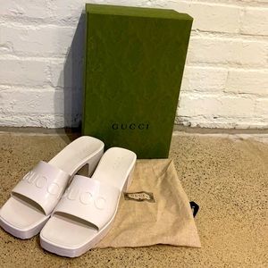 Authentic Gucci Women's Platform Block Heel Slide Sandals